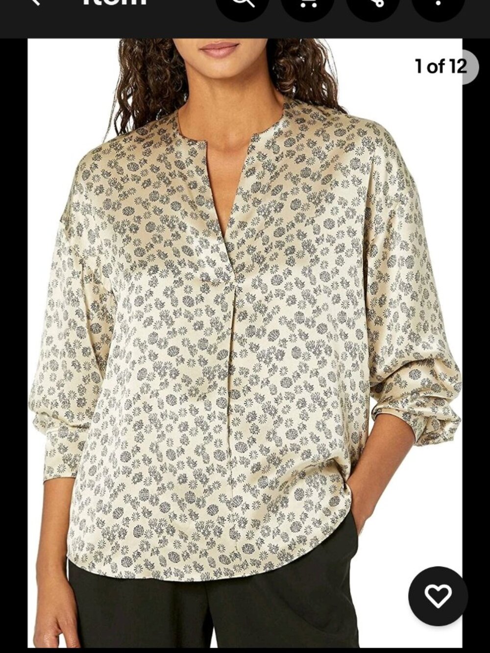 VINCE SZ L ZINNIA 100% SILK BLOUSE PULLOVER LONG SLEEVES CHAMPAGNE COLOR